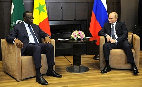 President of Russia Vladimir Putin Meets African Union Chairperson, President of Senegal Macky Sall